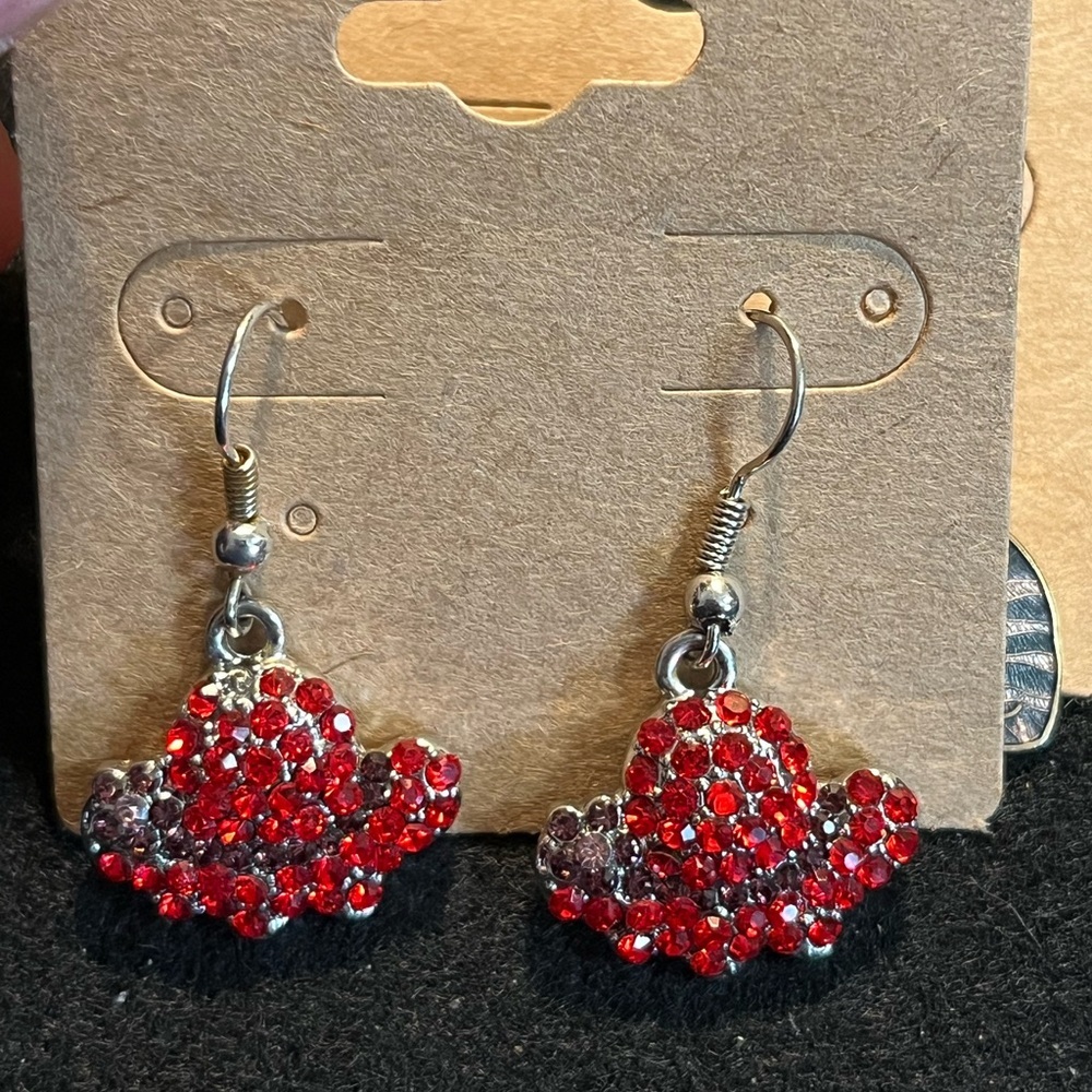 Red Crystal Hat Earrings